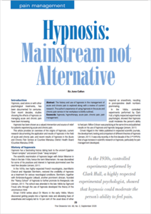 Hypnosis Mainstream not Alternative